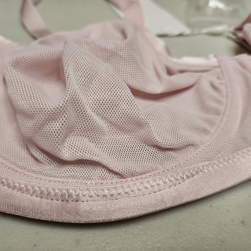 HSIA Bella Sheer Mesh Unlined Underwire Strapless Balconette Bra Pearl Pink 34D - Picture 6 of 10